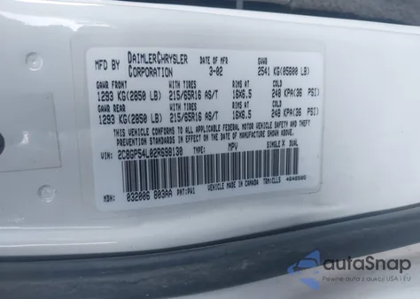 2000 Chrysler Town & Country Limited z USA, uszkodzony, nr VIN 1C4GP64L6YB650761